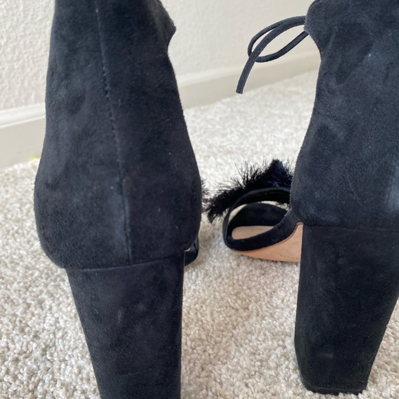 Womens Loeffler Randall size 7.5 black and blue flower Virginia sandal heel GUC - Picture 5 of 14